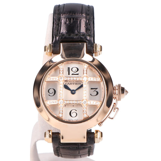 Cartier カルティエ 仕上げ済み 750YG パシャ32 グリッドDコンベックス WJ11951G K18×ダイヤモンド クオーツ時計 腕時計