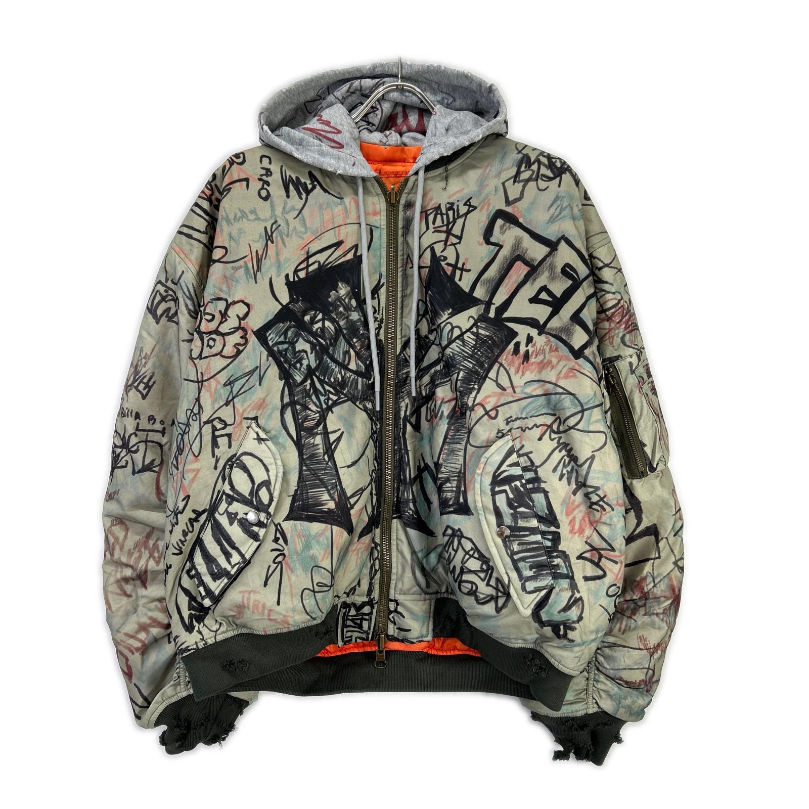 MOWALOLA モワローラ カーキ 25AW 落書き爆弾魔 グラフィティ MA-1 ボンバージャケット ジャケット