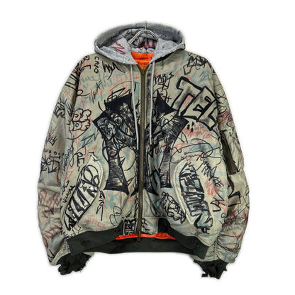 MOWALOLA モワローラ カーキ 25AW 落書き爆弾魔 グラフィティ MA-1 ボンバージャケット ジャケット