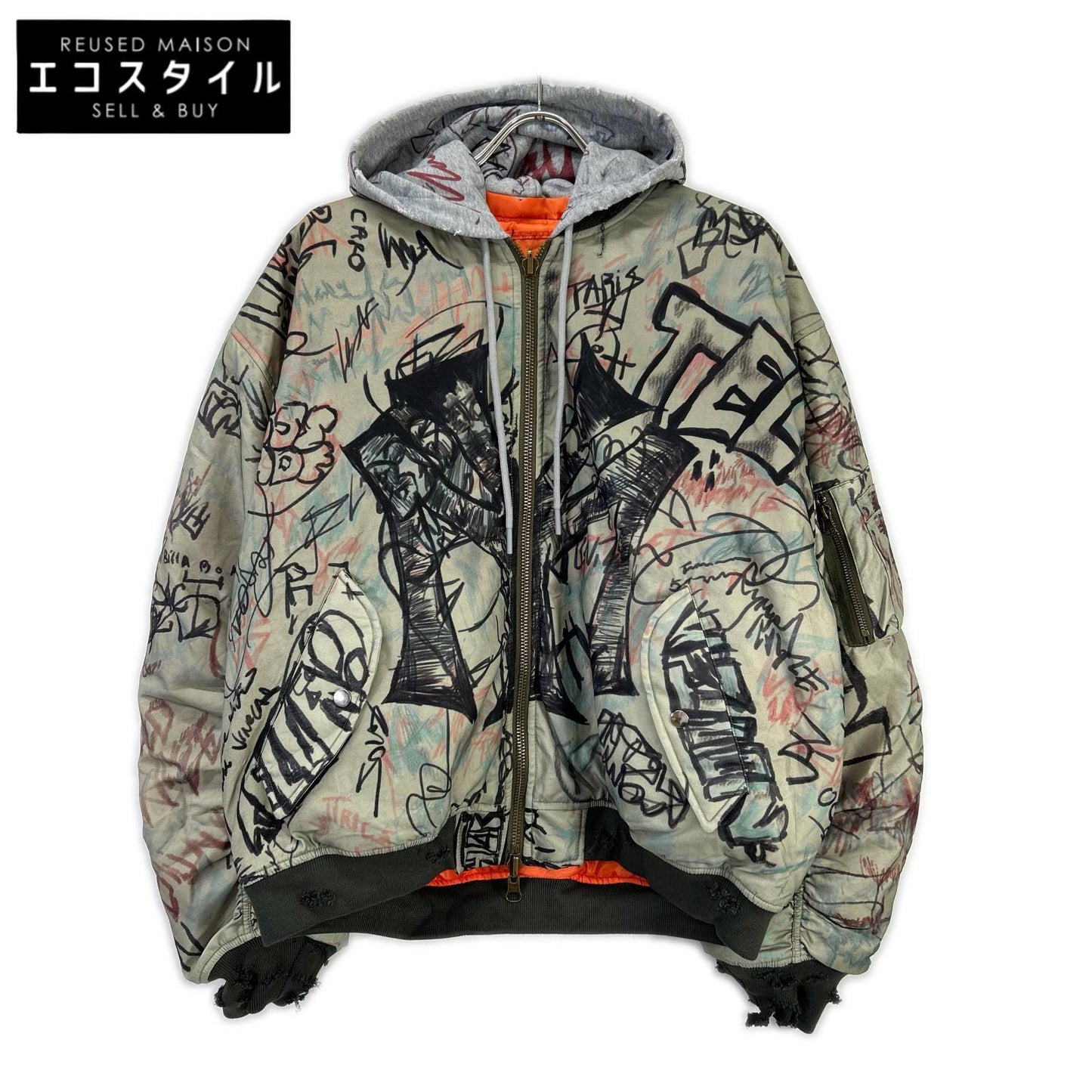 MOWALOLA モワローラ カーキ 25AW 落書き爆弾魔 グラフィティ MA-1 ボンバージャケット ジャケット