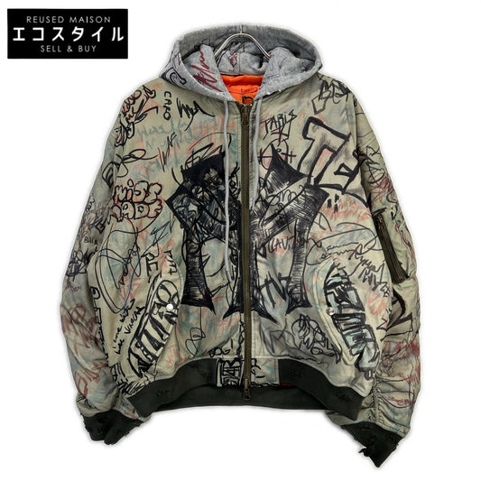 MOWALOLA Mowalola khaki 25AW Graffiti Bombardier MA-1 bomber jacket jacket