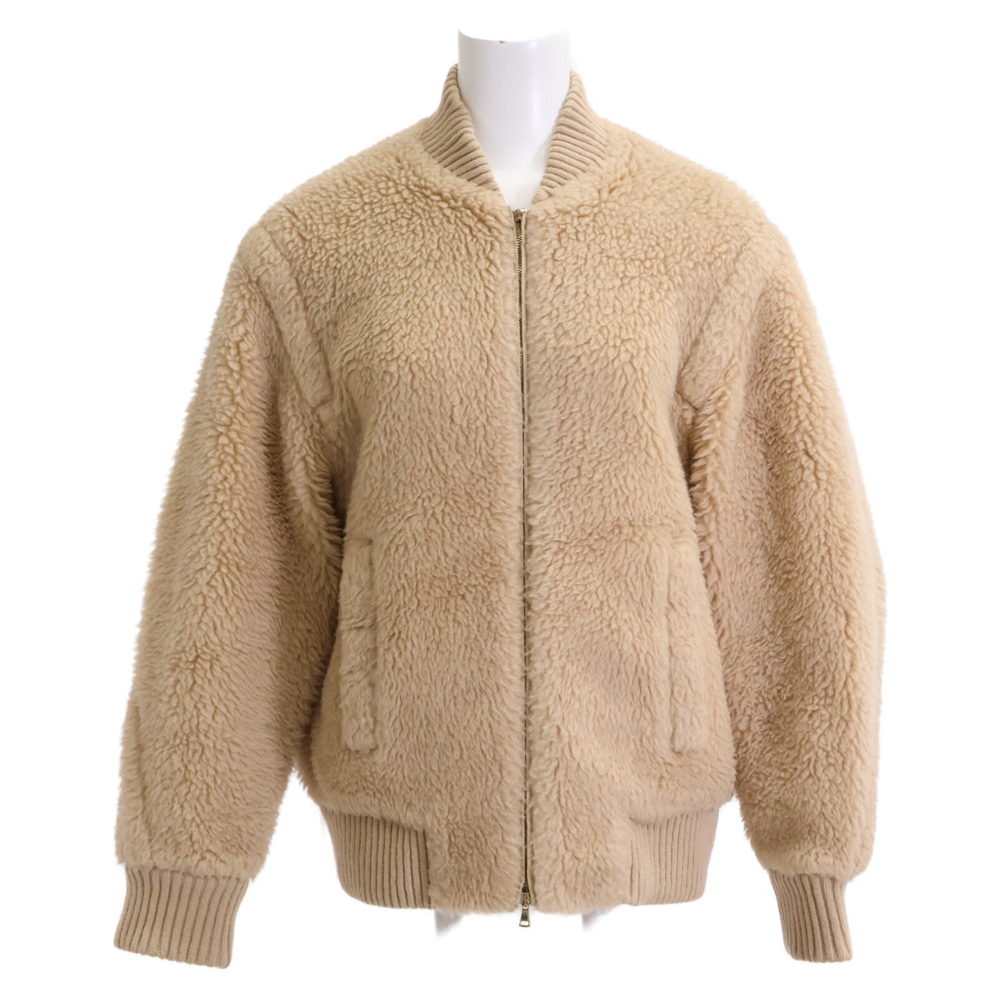 Max Mara マックスマーラ 【美品/国内正規】108103216 キャメルｘシルク テディベア ボンバージャケット ジャケット