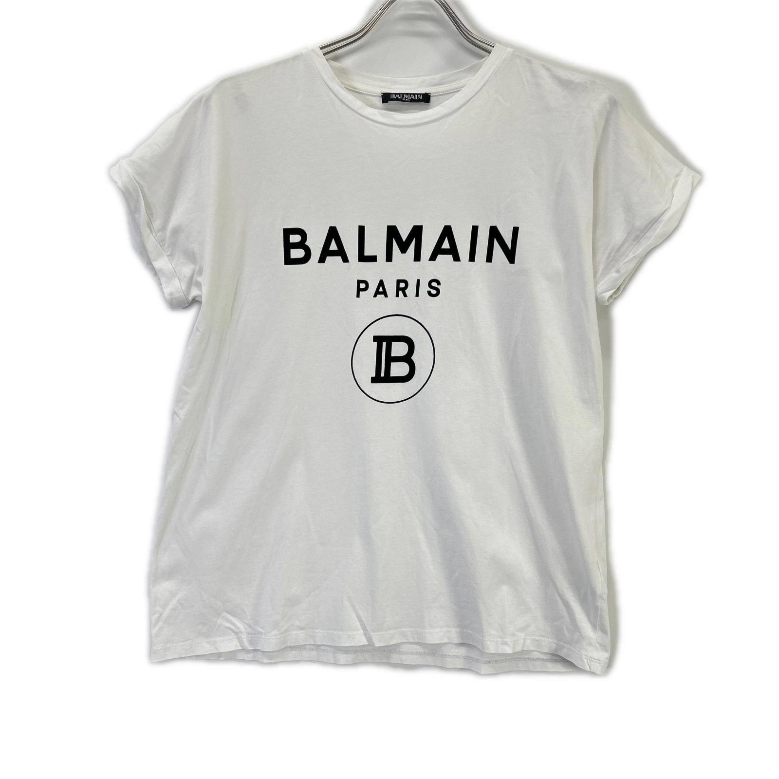 BALMAIN SF113671193 White Flocked-Print T-Shirt Tops