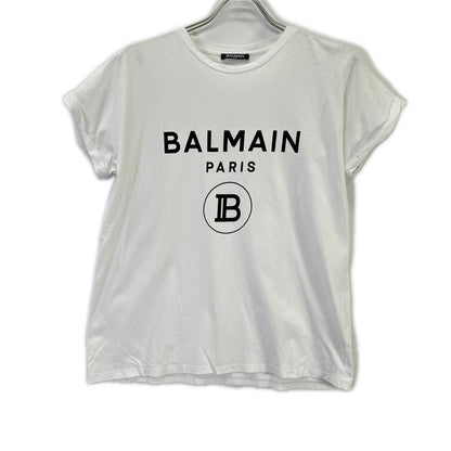 BALMAIN SF113671193 White Flocked-Print T-Shirt Tops