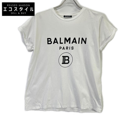 BALMAIN SF113671193 White Flocked-Print T-Shirt Tops