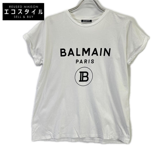 BALMAIN バルマン SF113671193 ホワイト フロッキープリント Tシャツ トップス