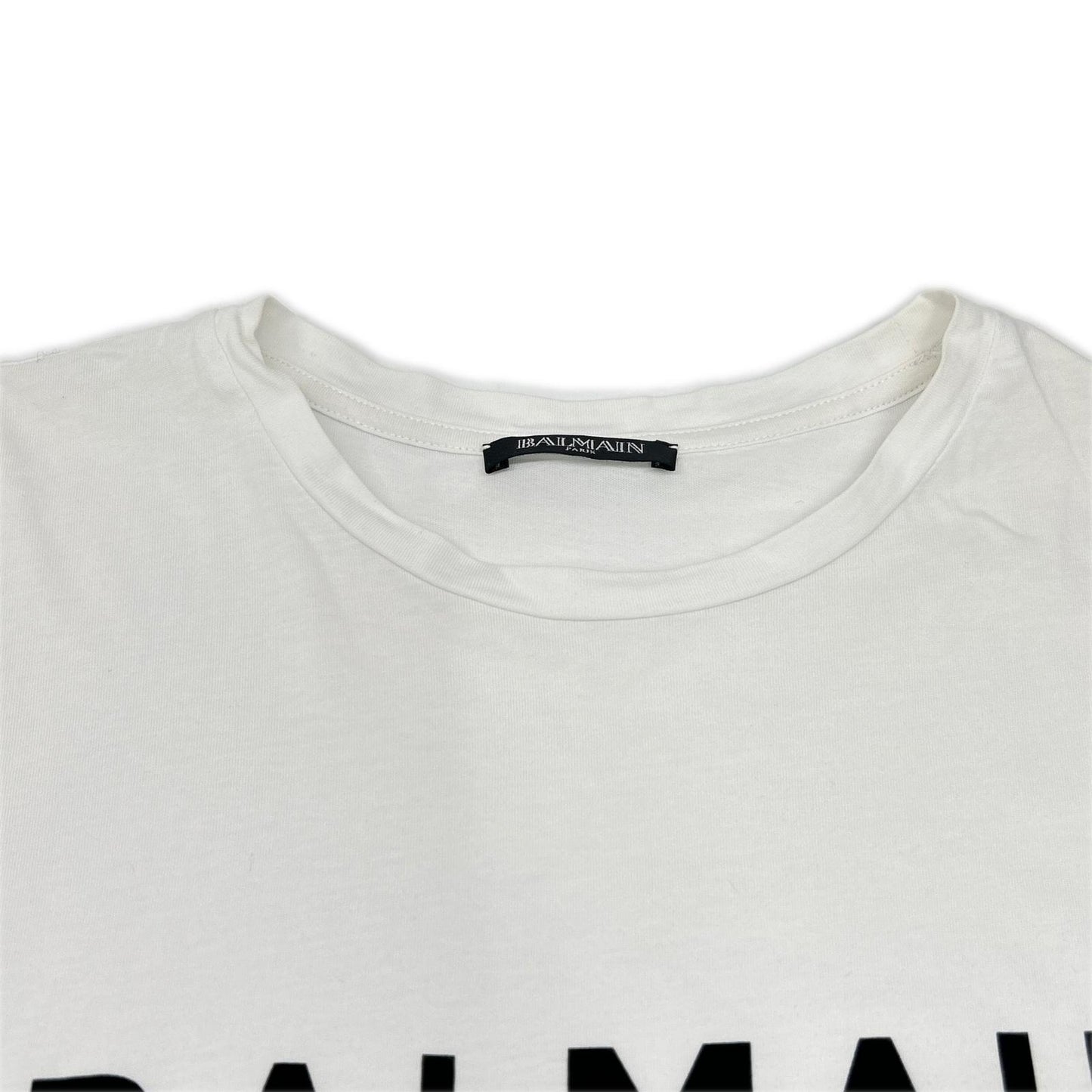 BALMAIN SF113671193 White Flocked-Print T-Shirt Tops
