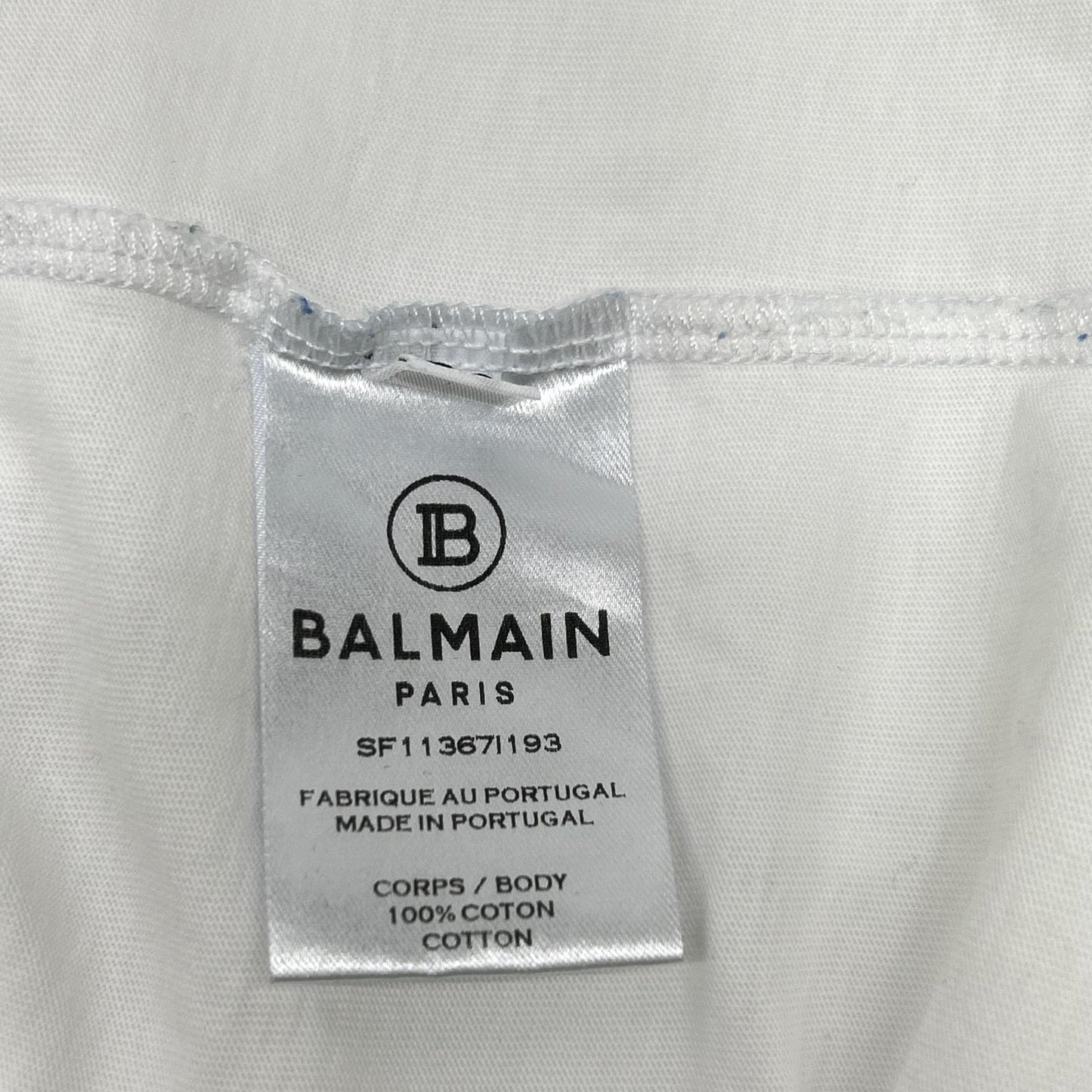 BALMAIN バルマン SF113671193 ホワイト フロッキープリント Tシャツ トップス