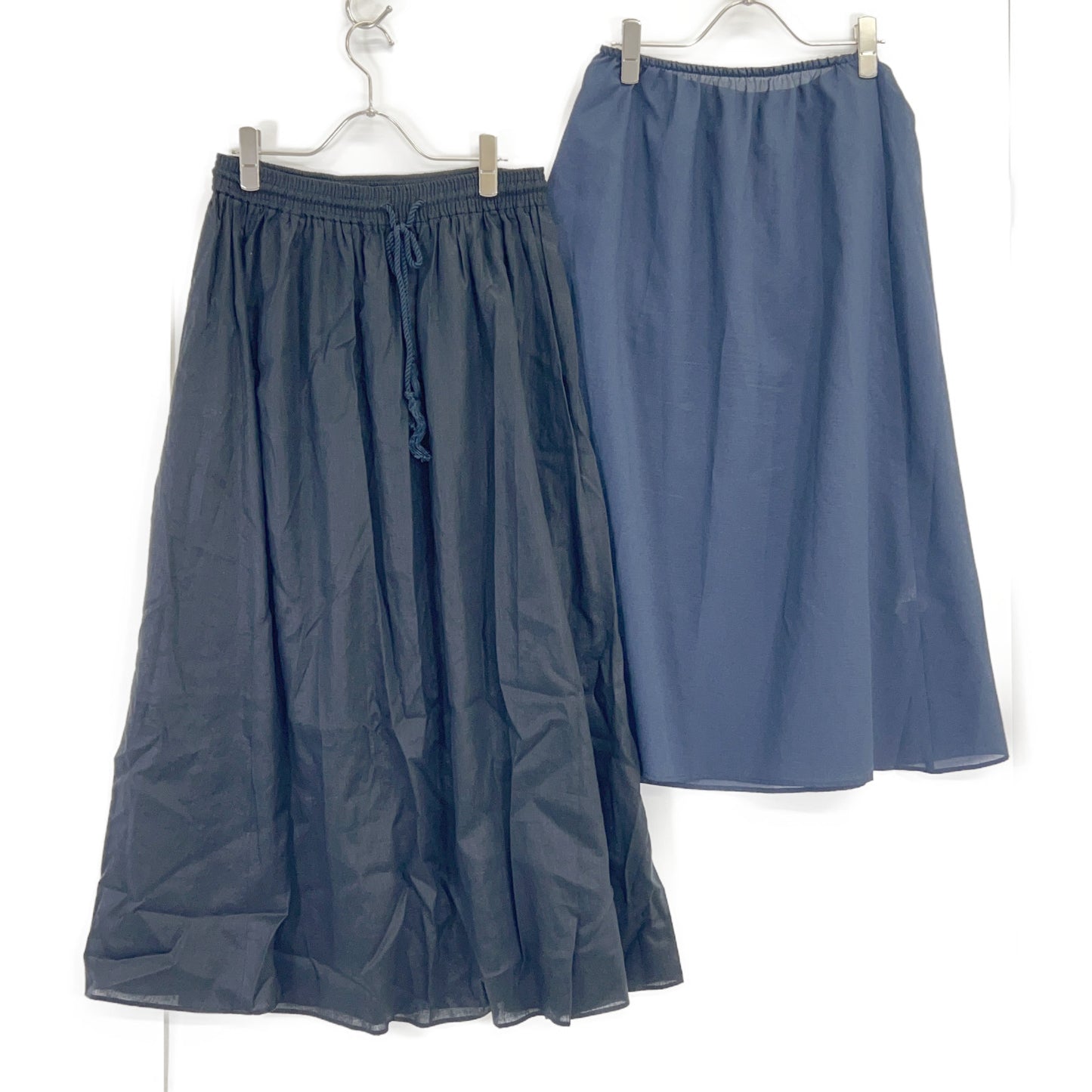 PLAIN PEOPLE プレインピープル A1553FS 035 ネイビー ラミーリヨセルギャザーフレアスカート スカート