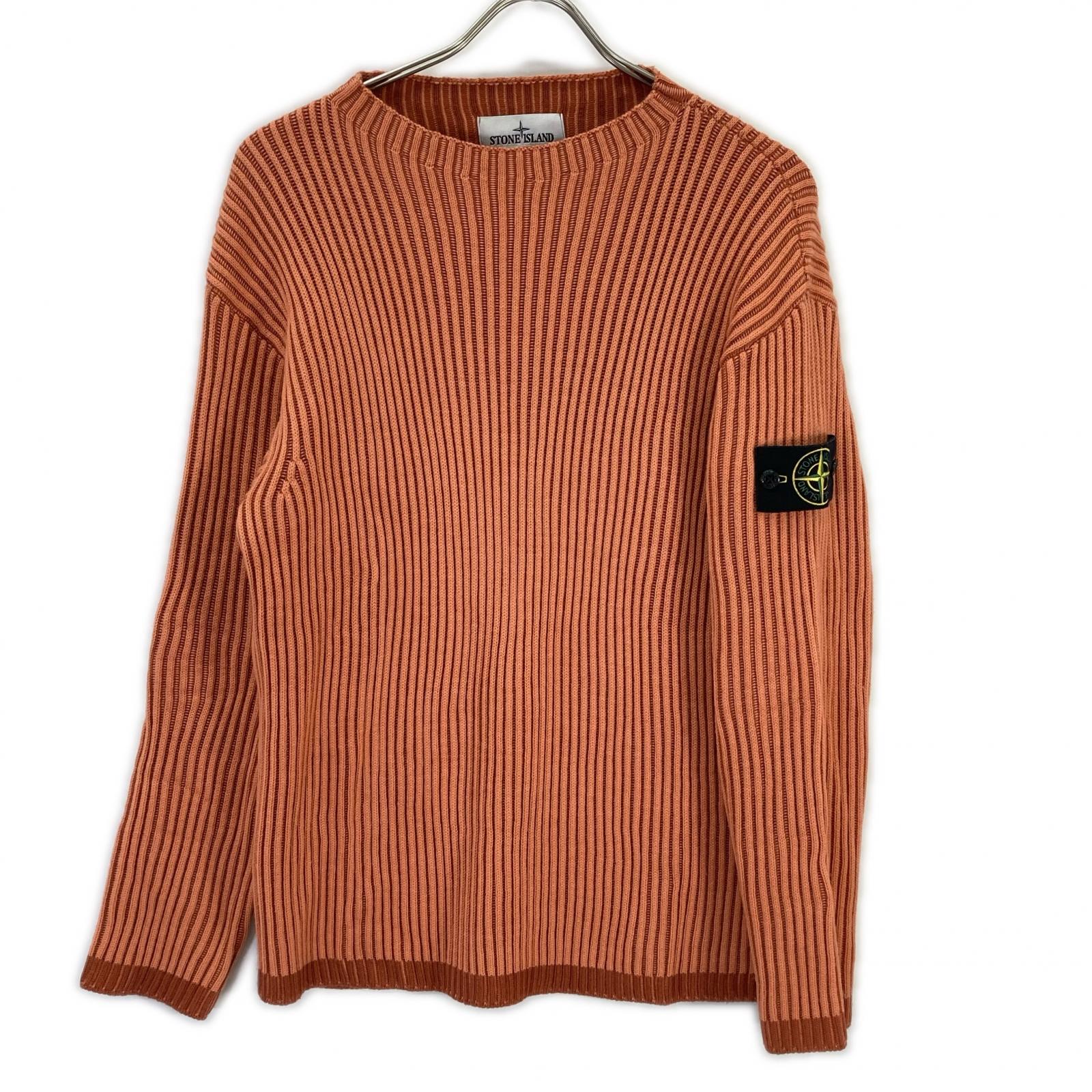 STONE ISLAND ストーンアイランド 8115532C1 オレンジ クルーネック リブニット トップス