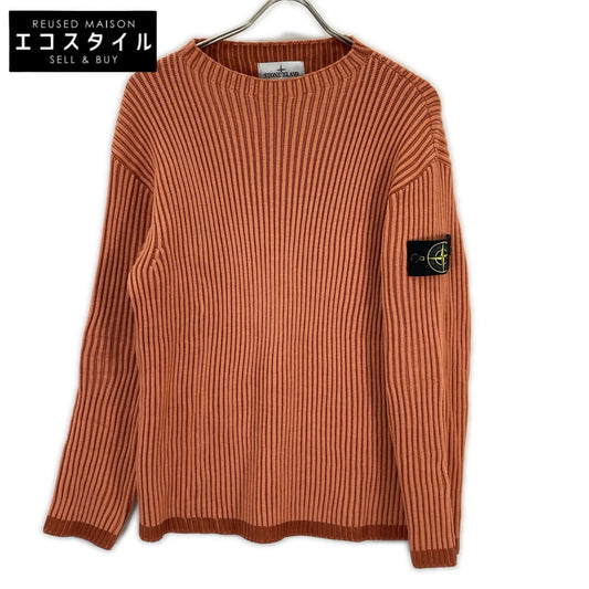 STONE ISLAND 8115532C1 orange crew-neck rib-knit sweater