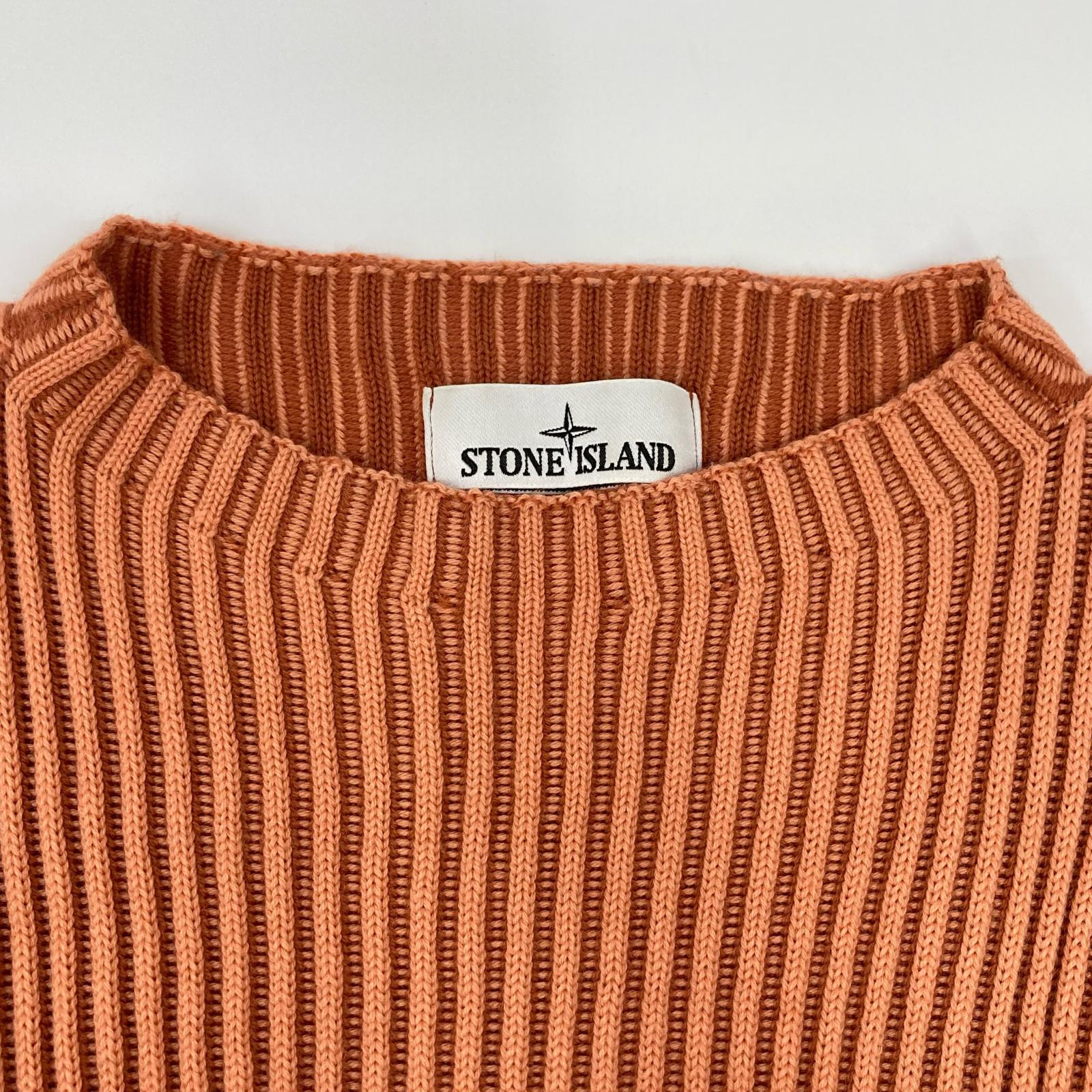 STONE ISLAND ストーンアイランド 8115532C1 オレンジ クルーネック リブニット トップス