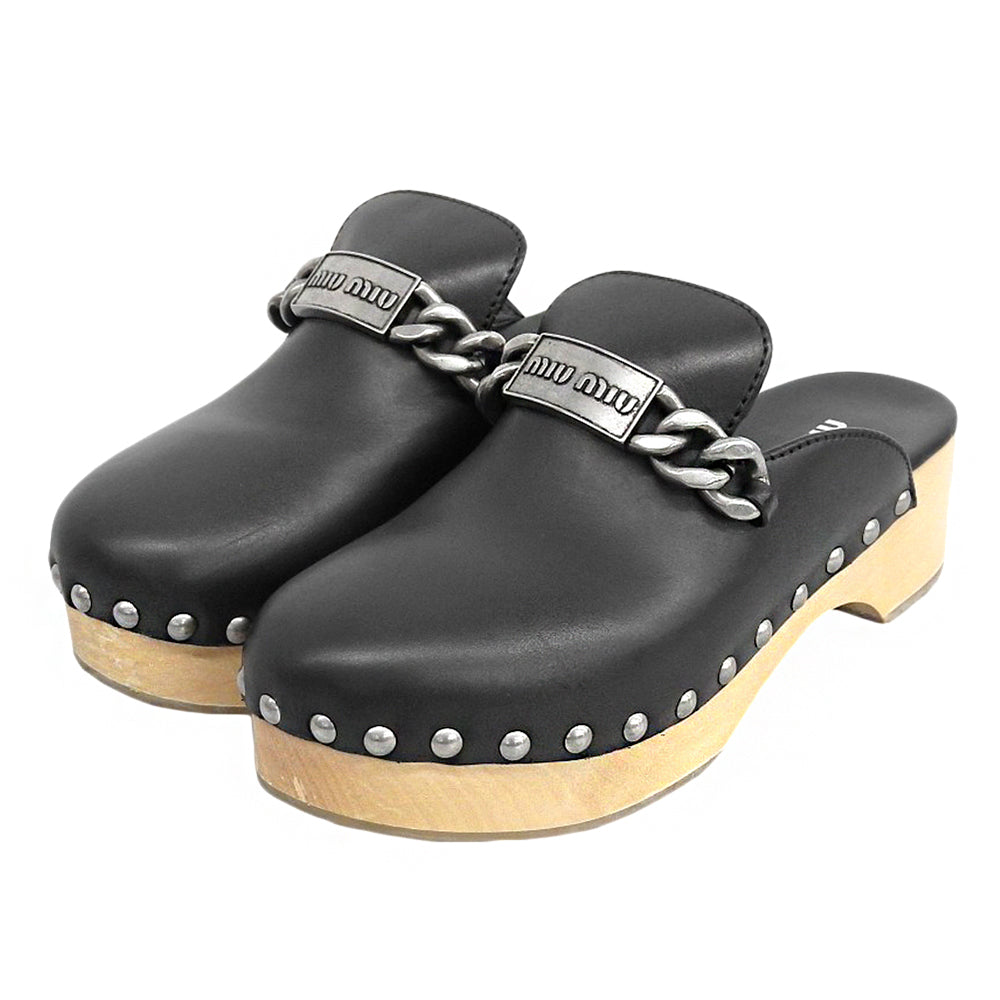 MIUMIU ミュウミュウ 美品 calzature donna VITELLO2 サンダル シューズ レディース 黒 ブラック 38 5Z713D シューズ