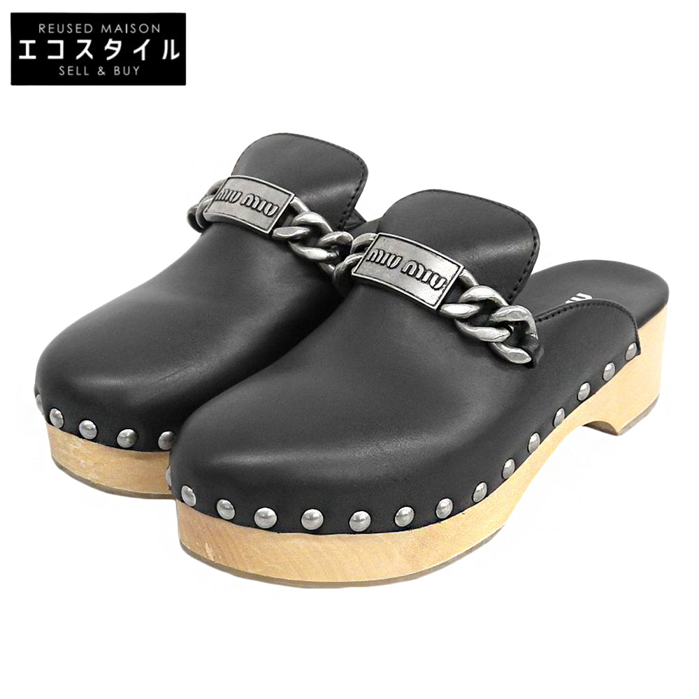 MIUMIU ミュウミュウ 美品 calzature donna VITELLO2 サンダル シューズ レディース 黒 ブラック 38 5Z713D シューズ