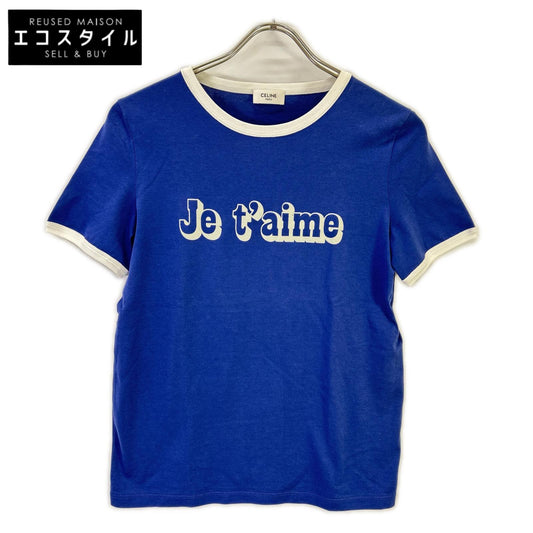 CELINE セリーヌ 2X815671Q ブルー フロッキー パイピング Tシャツ トップス