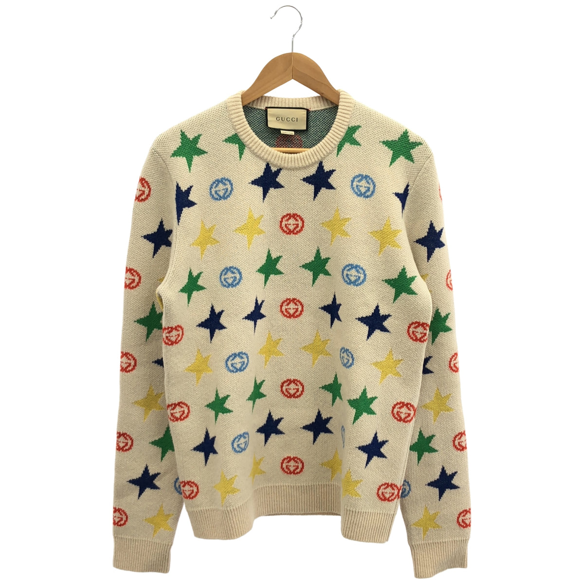 GUCCI グッチ 661835 アイボリー 総柄 ウール クルーネックニット トップス