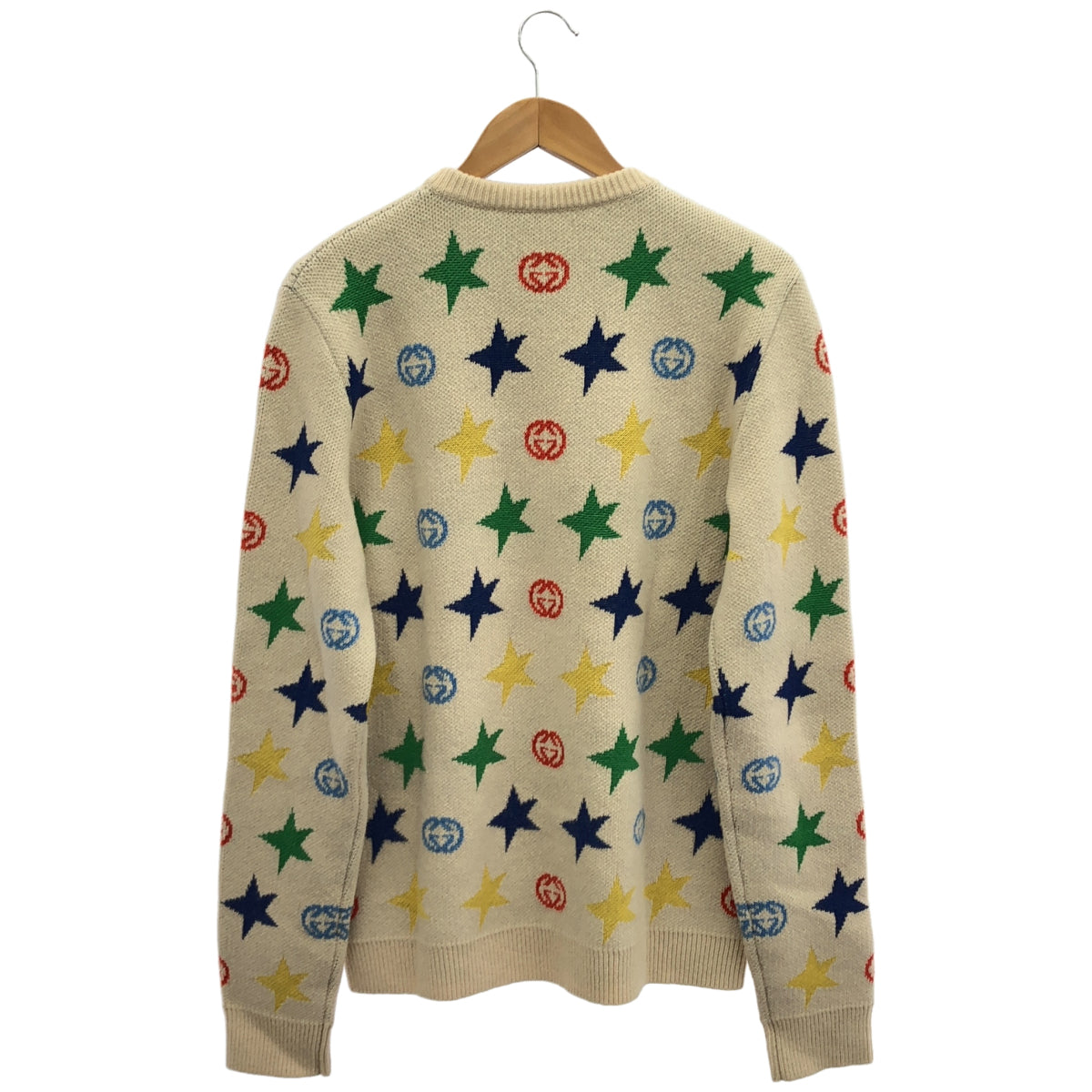 GUCCI グッチ 661835 アイボリー 総柄 ウール クルーネックニット トップス