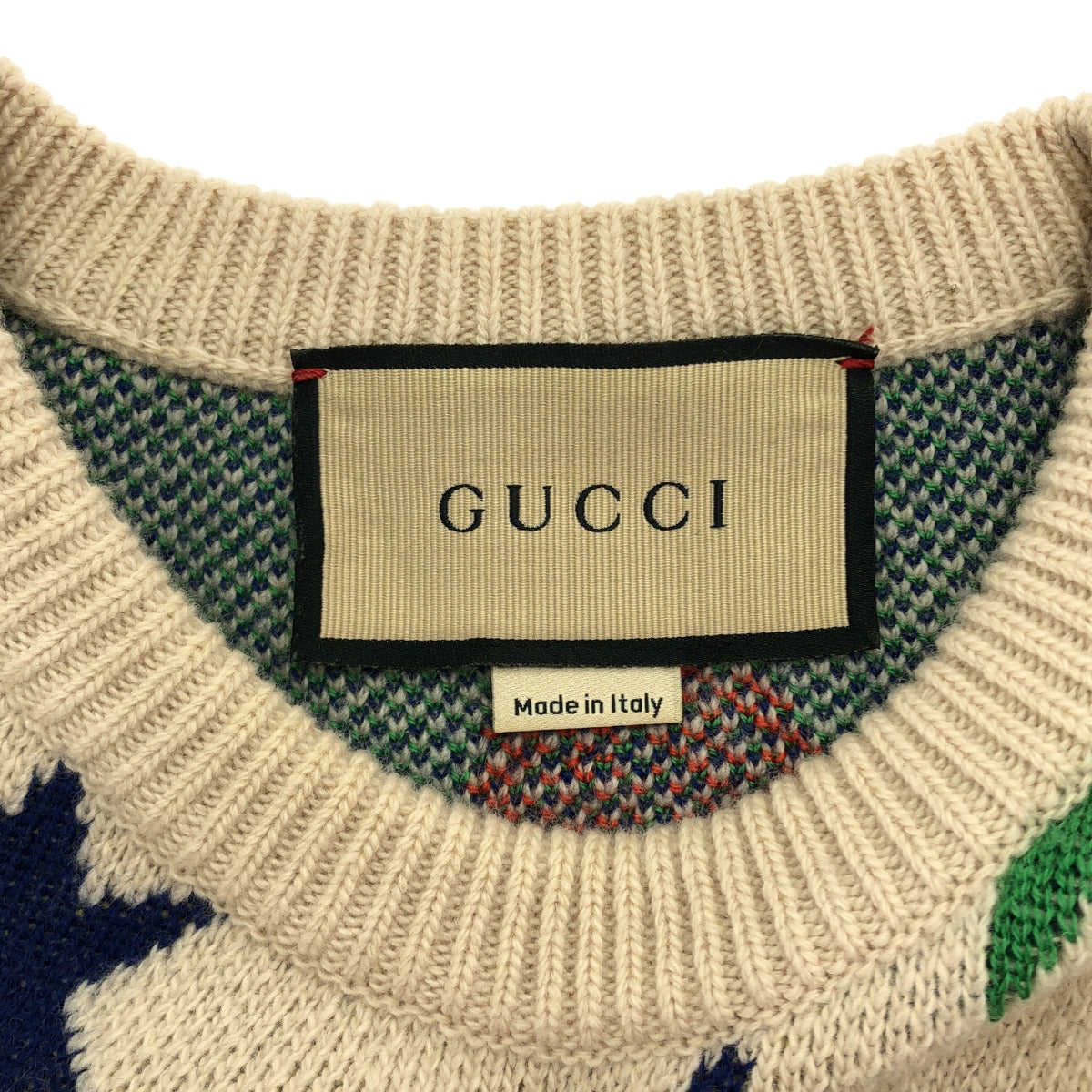 GUCCI グッチ 661835 アイボリー 総柄 ウール クルーネックニット トップス
