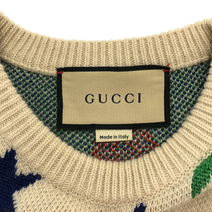 GUCCI グッチ 661835 アイボリー 総柄 ウール クルーネックニット トップス