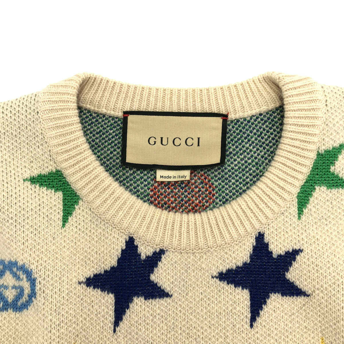 GUCCI グッチ 661835 アイボリー 総柄 ウール クルーネックニット トップス