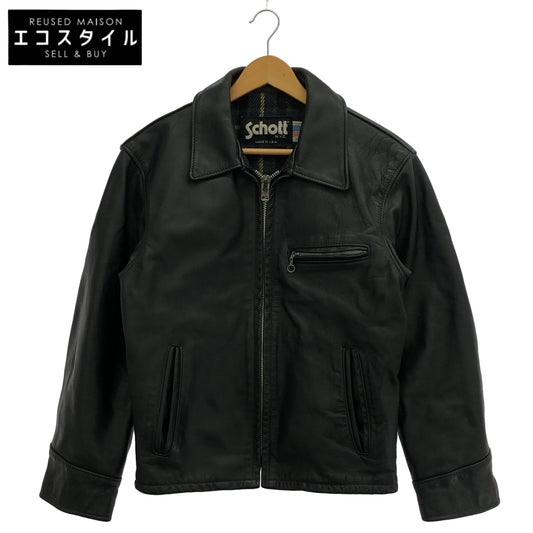 schott ショット 659 ブラック ライナー付き シングルライダース トップス