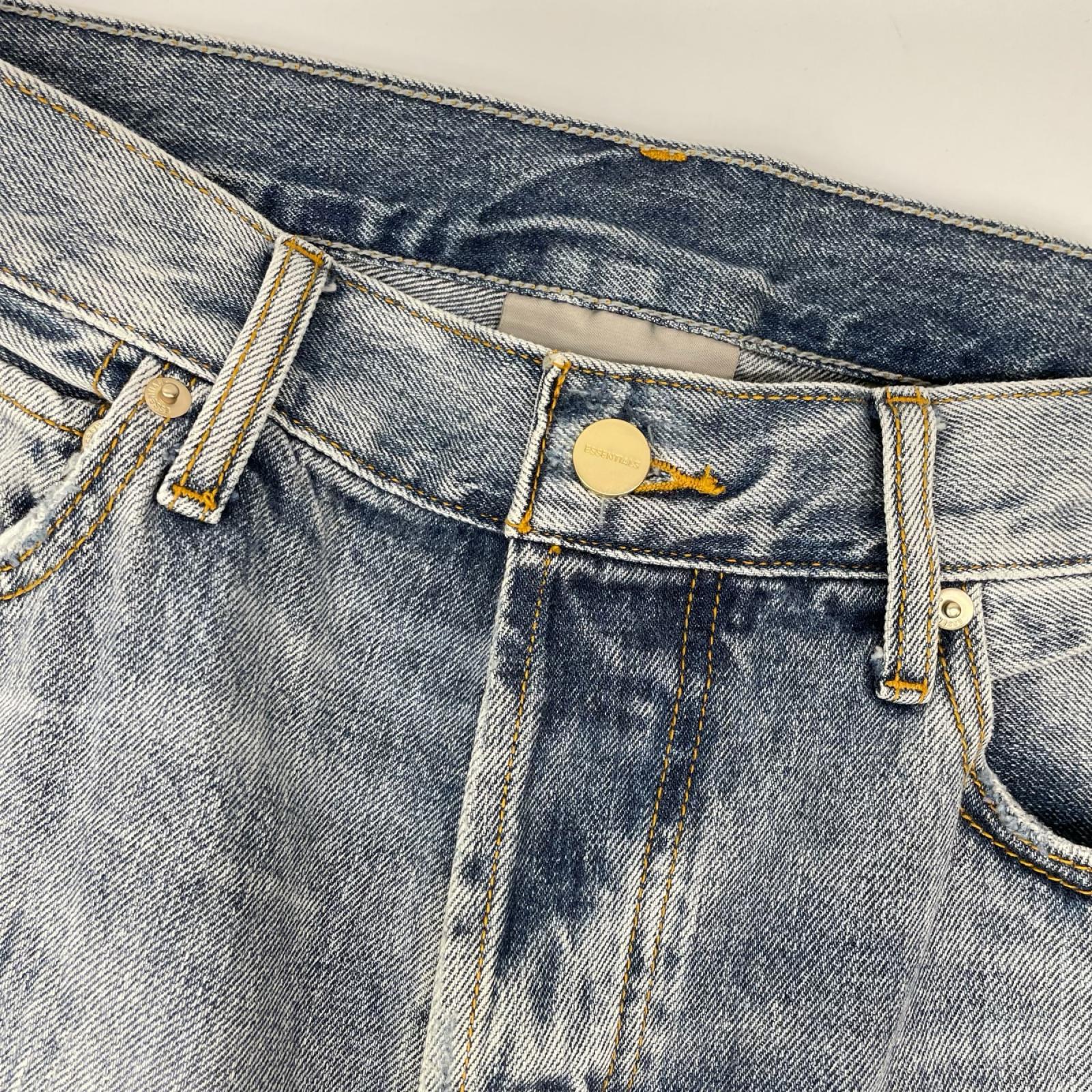 Essentials エッセンシャルズ 45421 ライトブルー ダメージ加工 ストレートデニム ボトムス