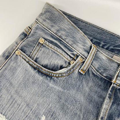 Essentials エッセンシャルズ 45421 ライトブルー ダメージ加工 ストレートデニム ボトムス