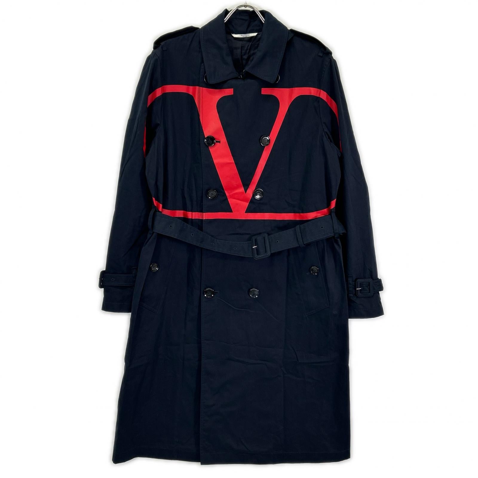 VALENTINO ヴァレンティノ 2019AW SV3CHA705AJ ネイビー Vロゴプリント トレンチコート コート