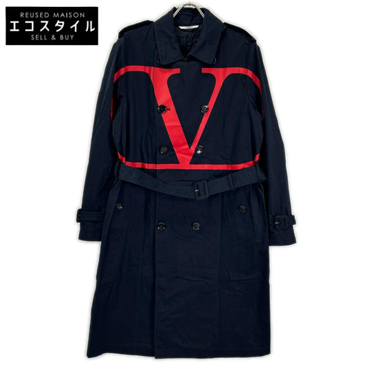 VALENTINO ヴァレンティノ 2019AW SV3CHA705AJ ネイビー Vロゴプリント トレンチコート コート