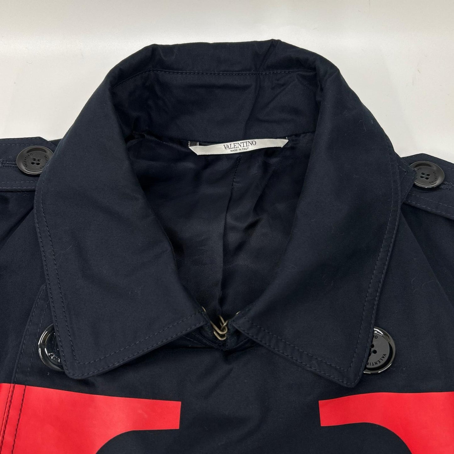 VALENTINO ヴァレンティノ 2019AW SV3CHA705AJ ネイビー Vロゴプリント トレンチコート コート