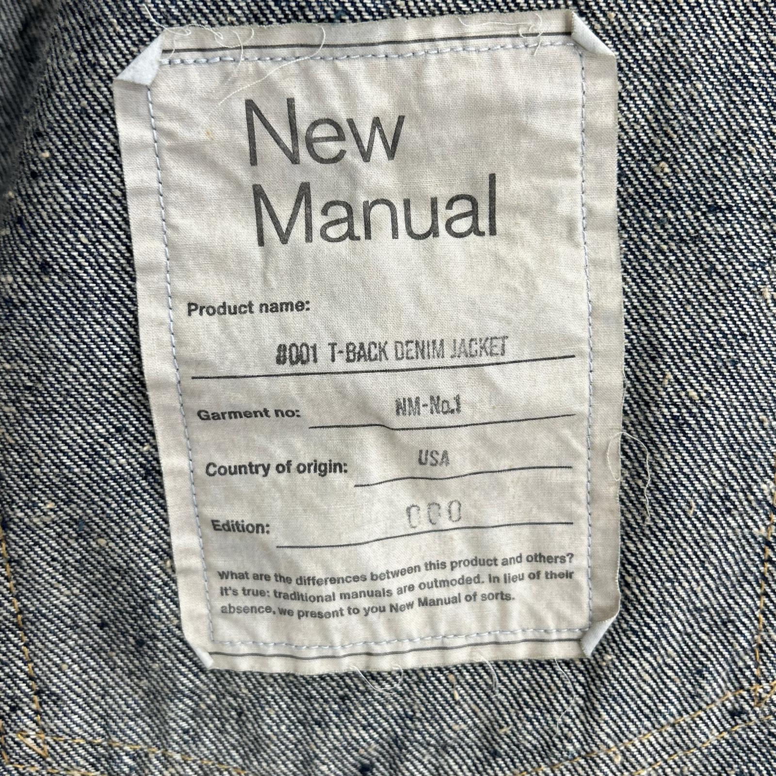 New Manual ニューマニュアル 26SS 2026SSJK-YY-0001 インディゴ T-Back デニムジャケット ジャケット