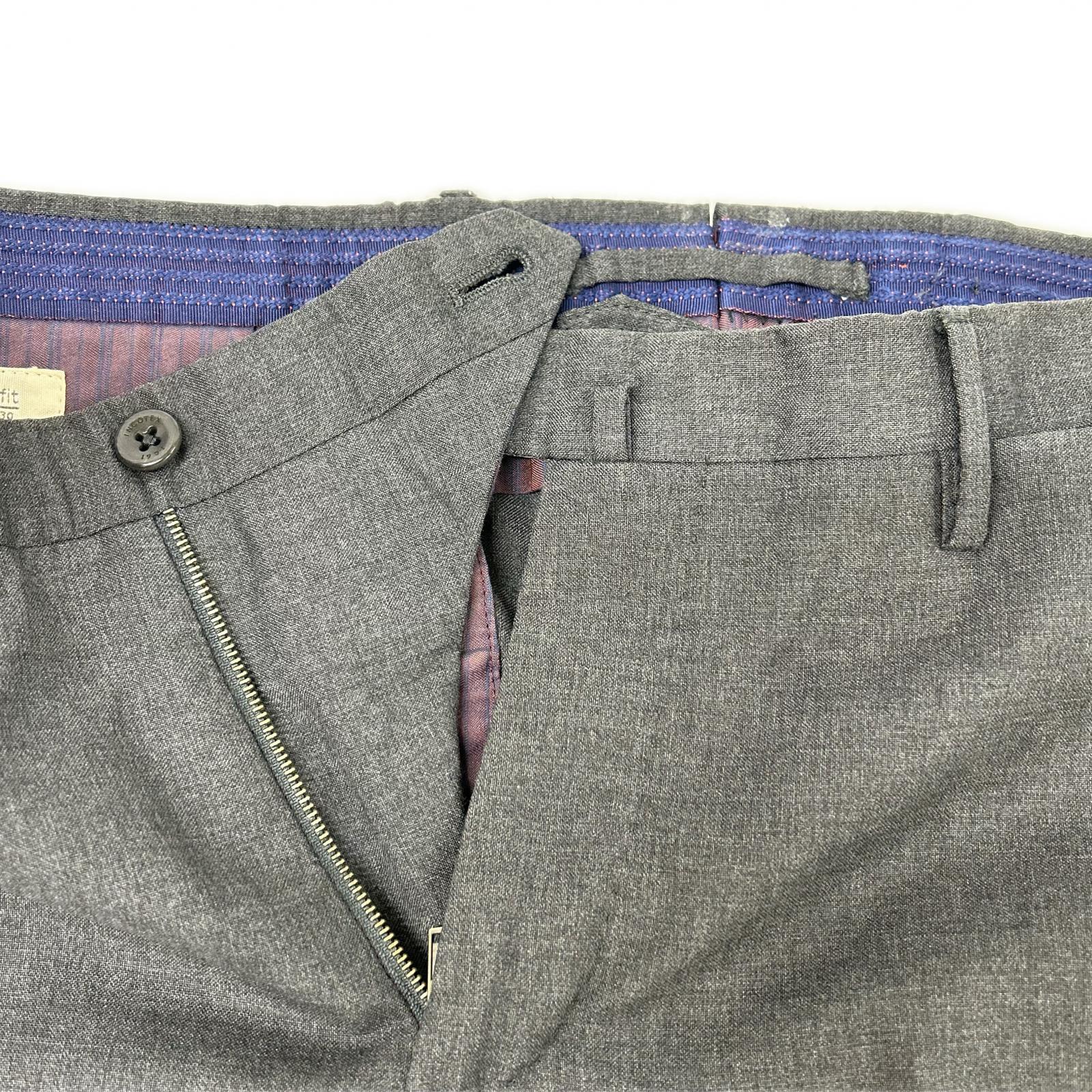 INCOTEX インコテックス グレー SLIMfit SUPER100s ノータック ウールスラックス ボトムス