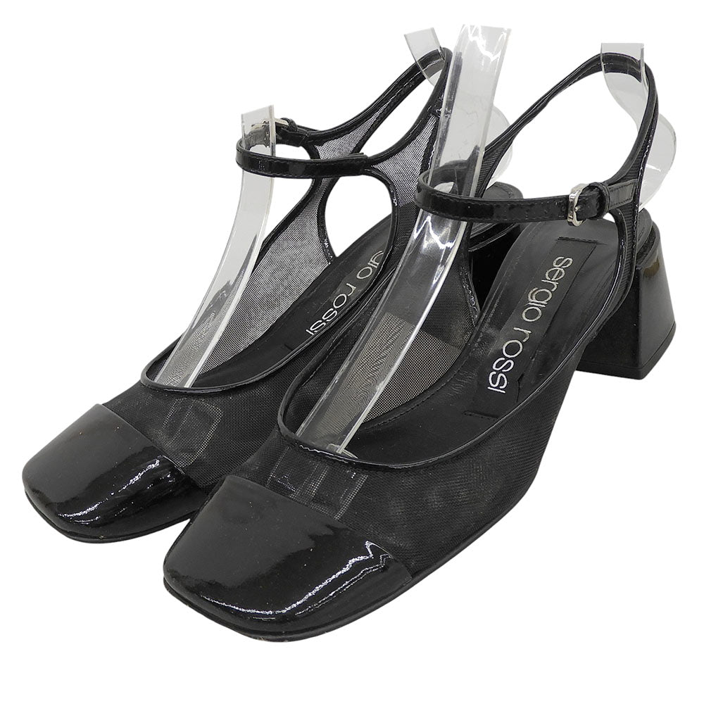 Sergio Rossi セルジオロッシ スリングバックメッシュ パンプス シューズ レディース ブラック 34 1/2 シューズ