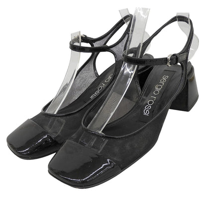 Sergio Rossi セルジオロッシ スリングバックメッシュ パンプス シューズ レディース ブラック 34 1/2 シューズ