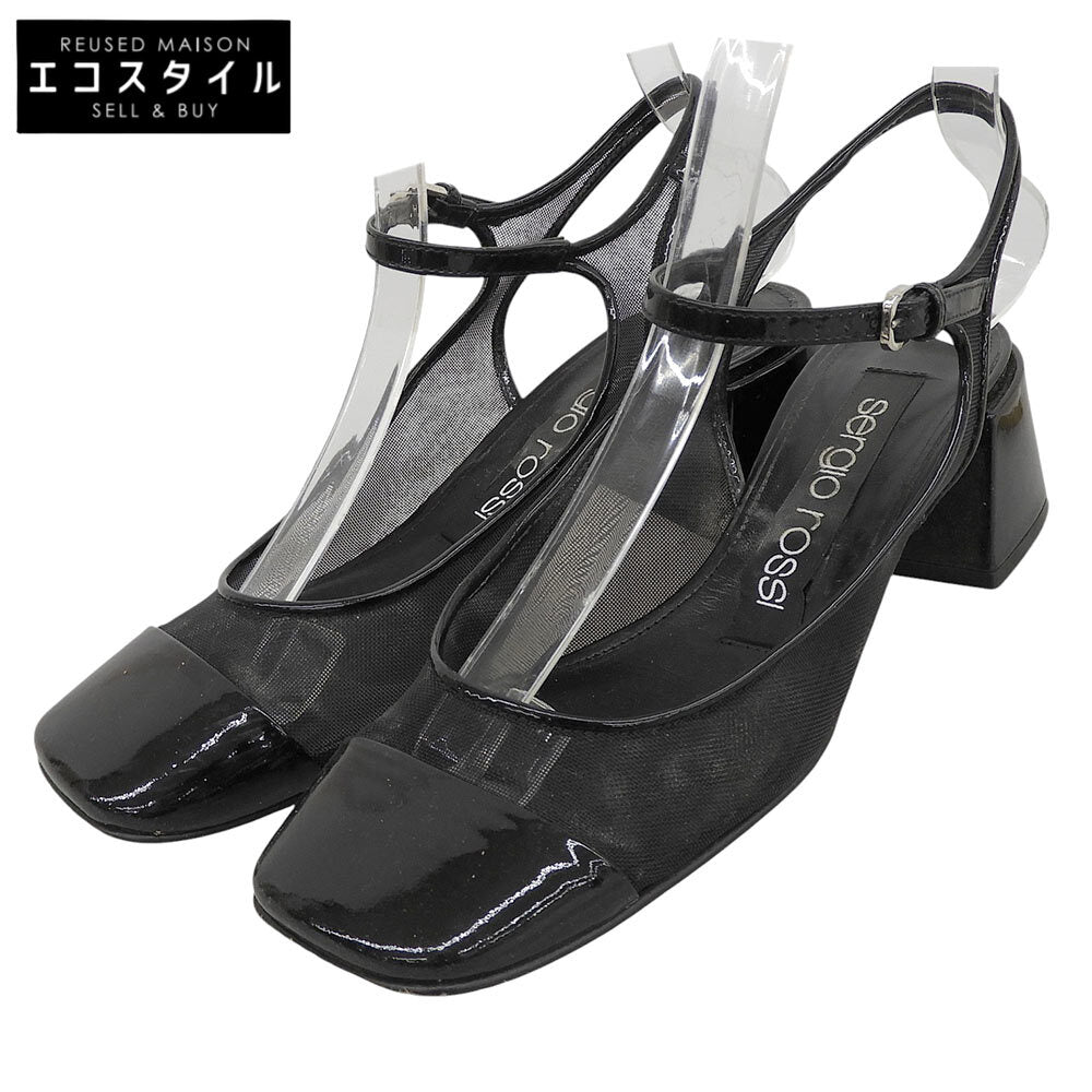 Sergio Rossi セルジオロッシ スリングバックメッシュ パンプス シューズ レディース ブラック 34 1/2 シューズ