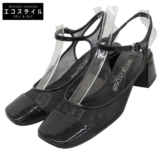 Sergio Rossi セルジオロッシ スリングバックメッシュ パンプス シューズ レディース ブラック 34 1/2 シューズ