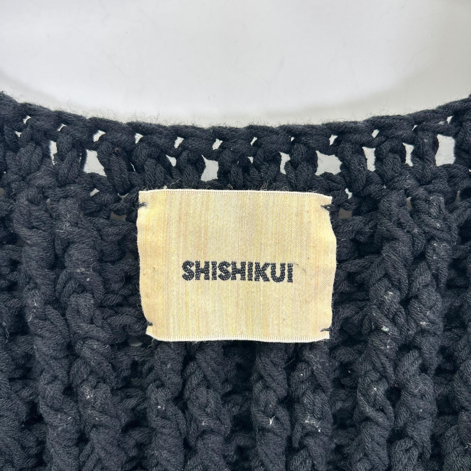 THE SHISHIKUI シシクイ 1016 ブラック ローゲージ クロシェニットビスチェ トップス