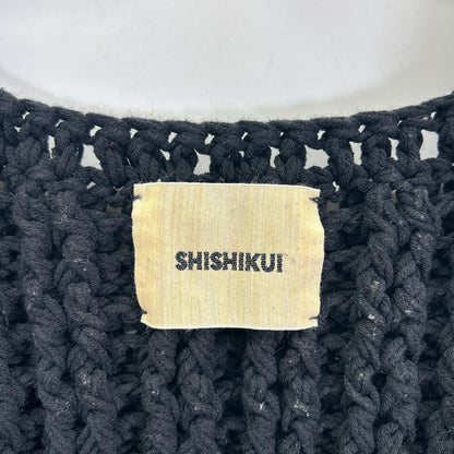 THE SHISHIKUI シシクイ 1016 ブラック ローゲージ クロシェニットビスチェ トップス