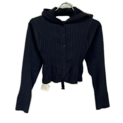 JOHN MASON SMITH ジョンメイソンスミス 25WKN-#113L ブラック/ホワイト 16G RIB HOOD CARDIGAN トップス