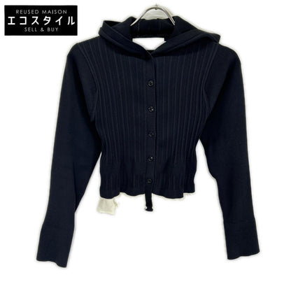 JOHN MASON SMITH ジョンメイソンスミス 25WKN-#113L ブラック/ホワイト 16G RIB HOOD CARDIGAN トップス