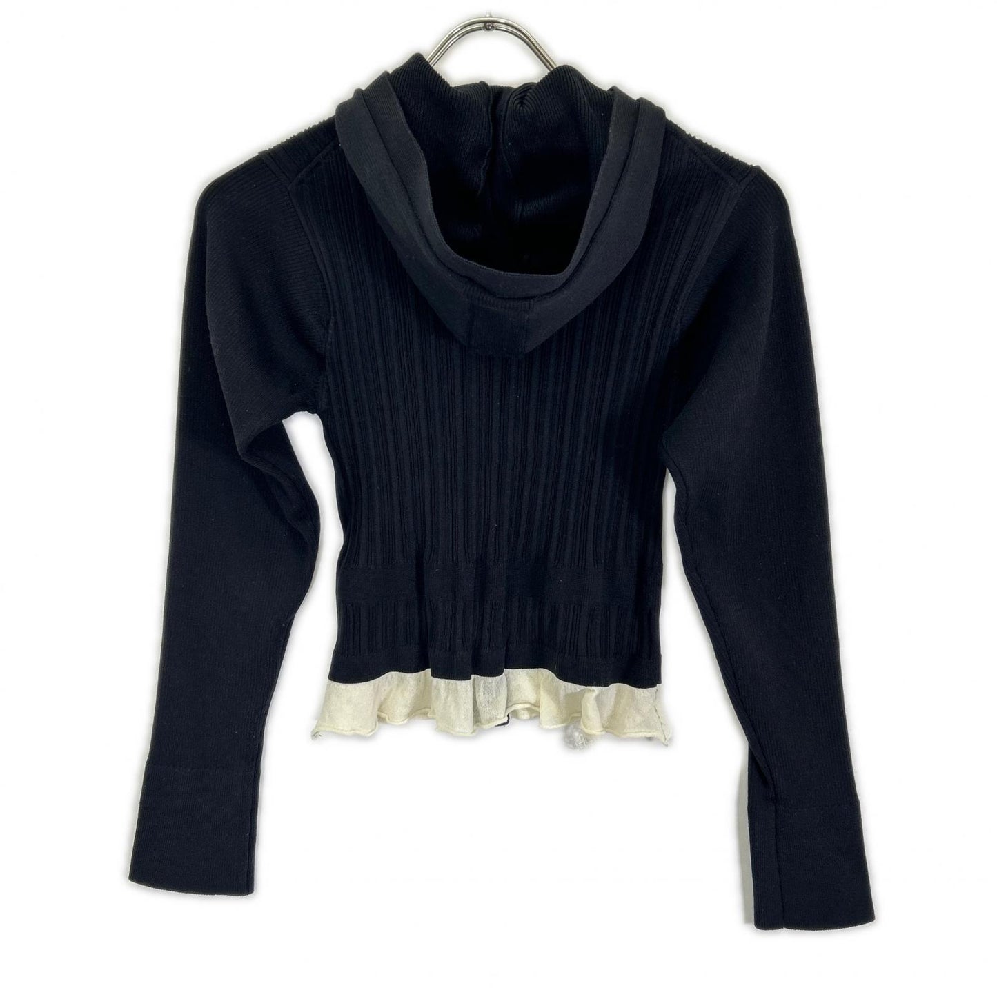 JOHN MASON SMITH ジョンメイソンスミス 25WKN-#113L ブラック/ホワイト 16G RIB HOOD CARDIGAN トップス