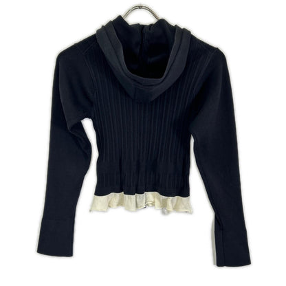 JOHN MASON SMITH ジョンメイソンスミス 25WKN-#113L ブラック/ホワイト 16G RIB HOOD CARDIGAN トップス