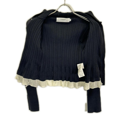 JOHN MASON SMITH ジョンメイソンスミス 25WKN-#113L ブラック/ホワイト 16G RIB HOOD CARDIGAN トップス