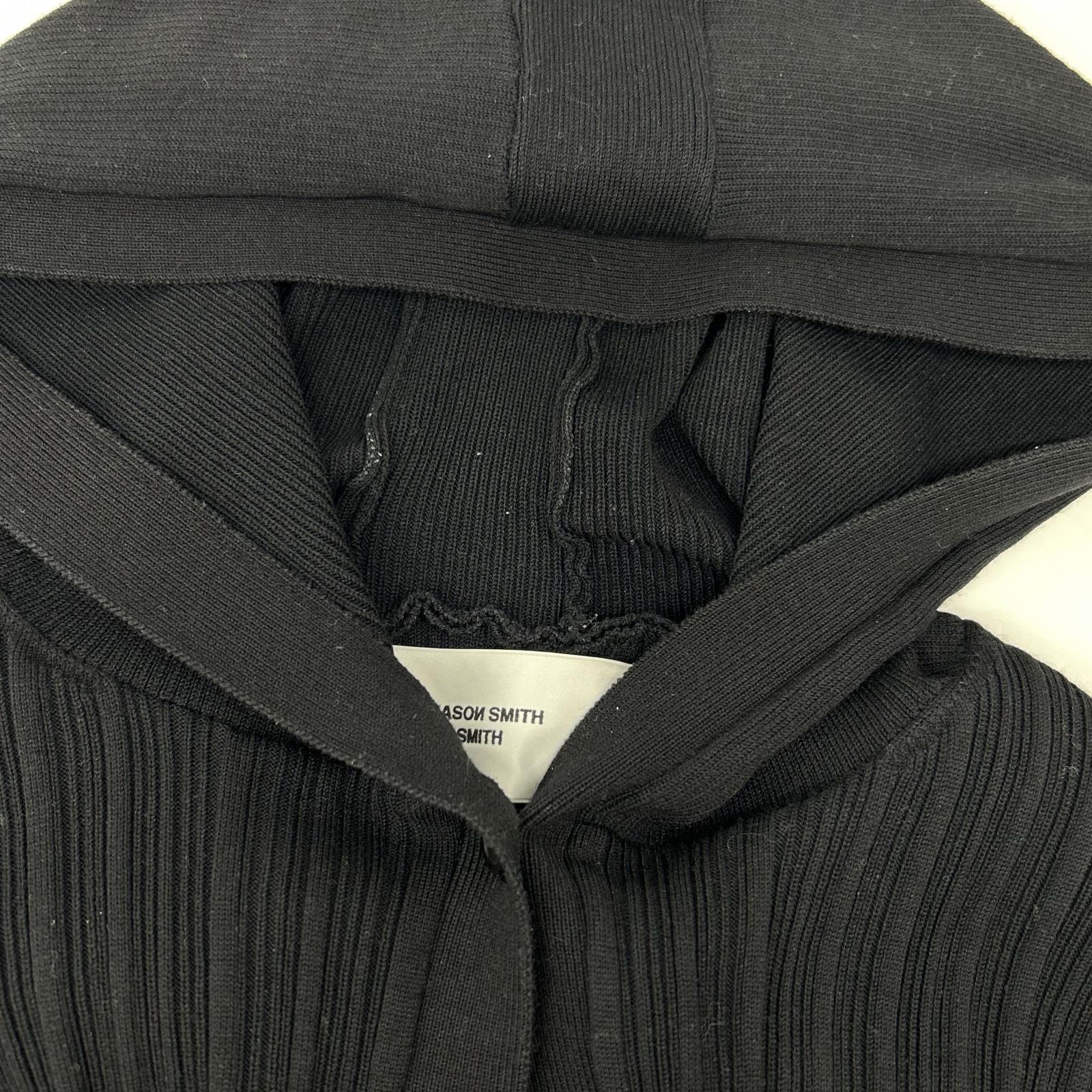 JOHN MASON SMITH ジョンメイソンスミス 25WKN-#113L ブラック/ホワイト 16G RIB HOOD CARDIGAN トップス