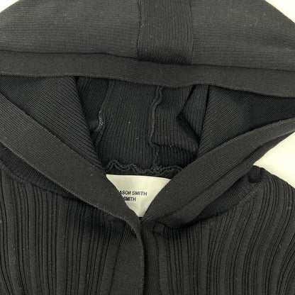 JOHN MASON SMITH ジョンメイソンスミス 25WKN-#113L ブラック/ホワイト 16G RIB HOOD CARDIGAN トップス