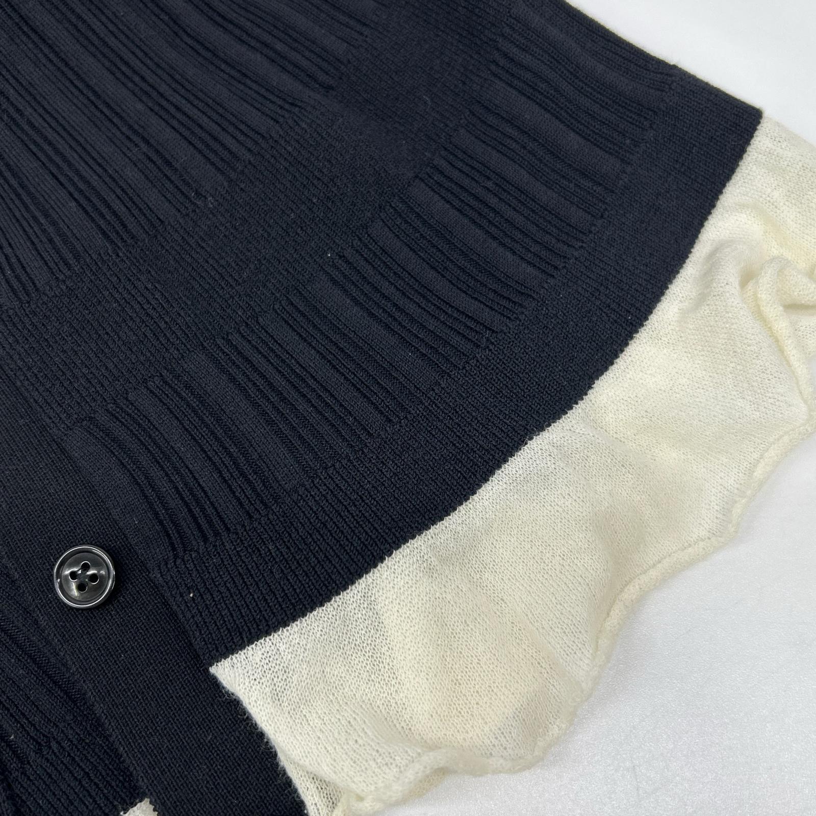 JOHN MASON SMITH ジョンメイソンスミス 25WKN-#113L ブラック/ホワイト 16G RIB HOOD CARDIGAN トップス