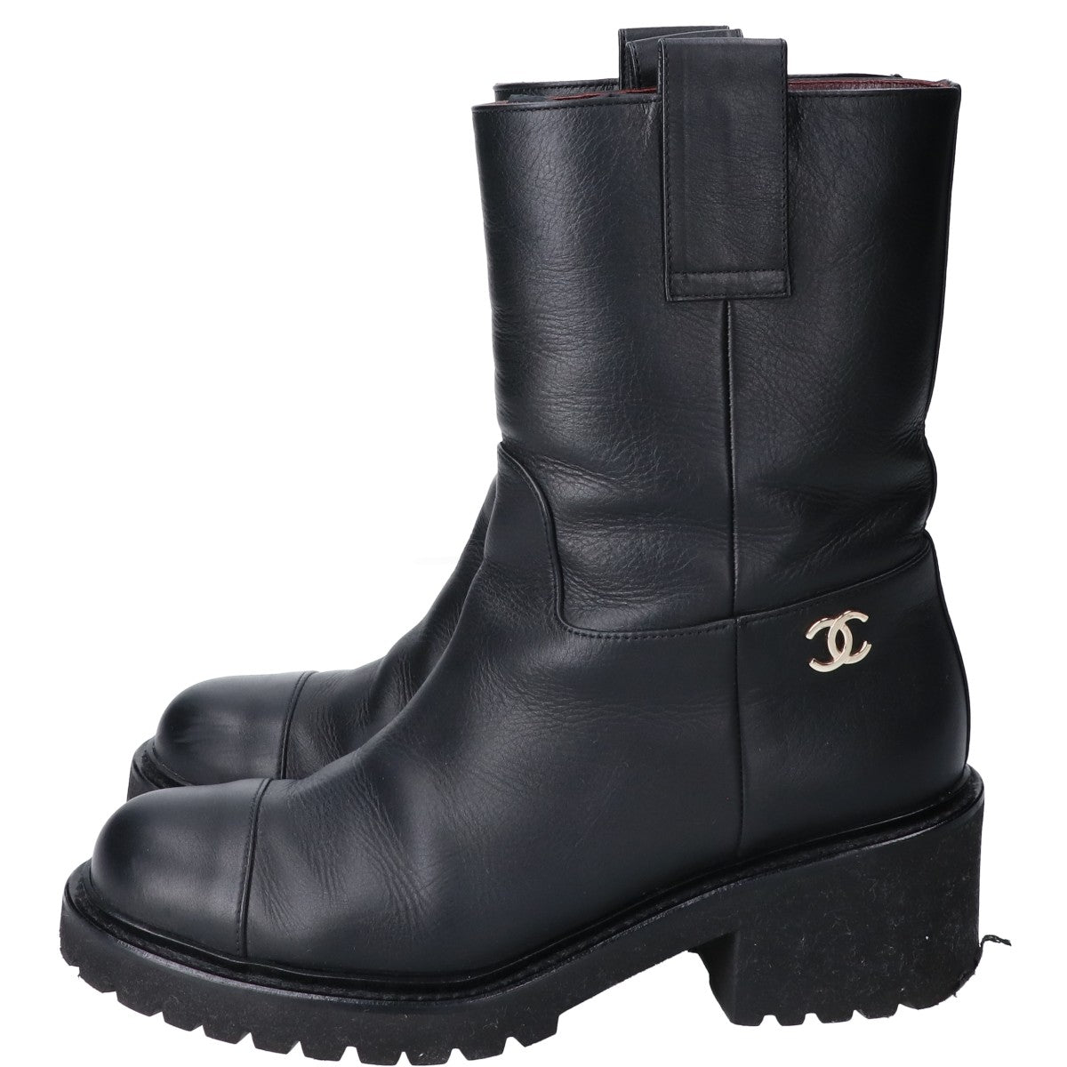 CHANEL シャネル 20年製 G36749 X54466 ブラック カーフ エンジニアブーツ シューズ