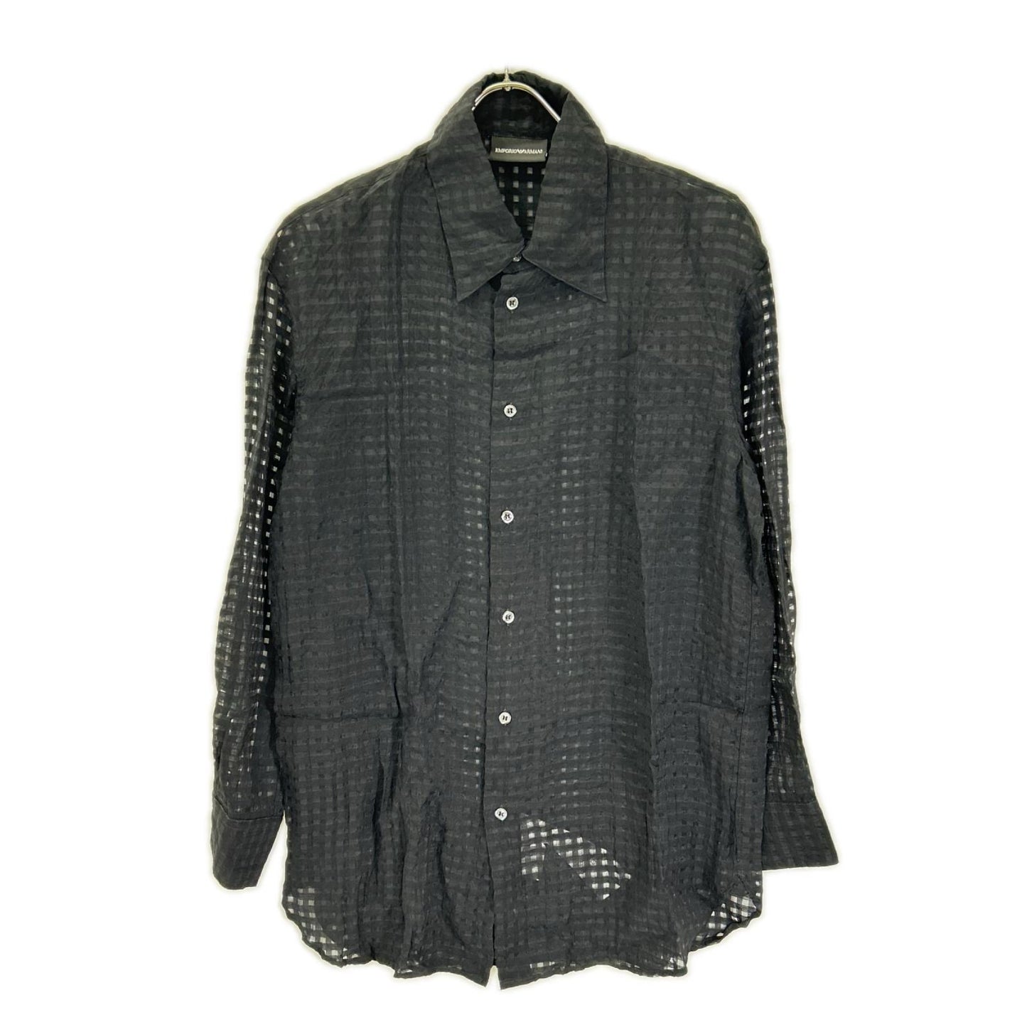 EMPORIOARMANI エンポリオアルマーニ E31F41F1356 ブラック ギンガムチェック シーアーシャツ トップス