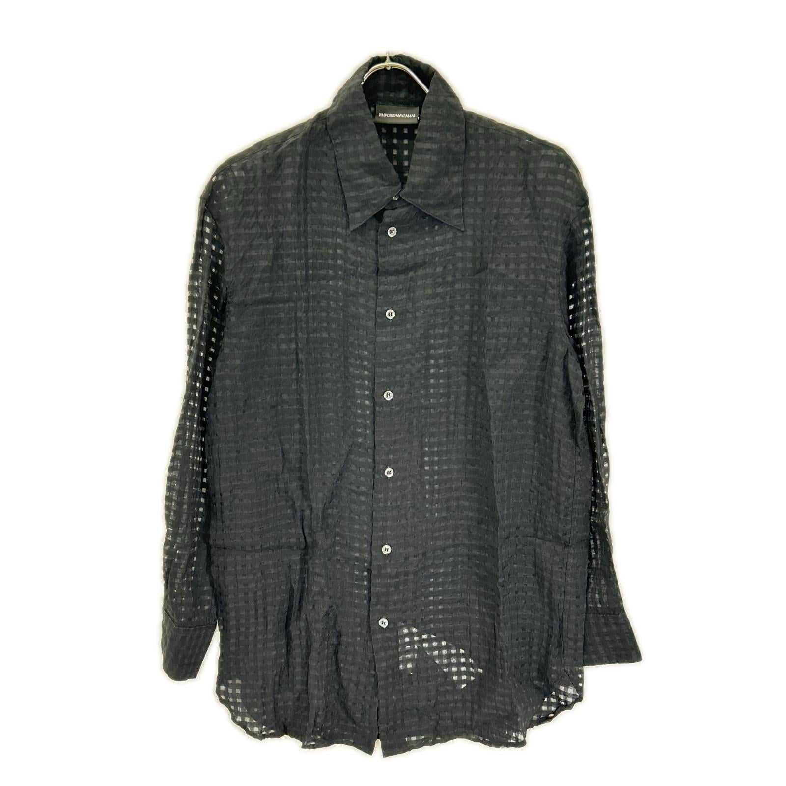 EMPORIOARMANI エンポリオアルマーニ E31F41F1356 ブラック ギンガムチェック シーアーシャツ トップス