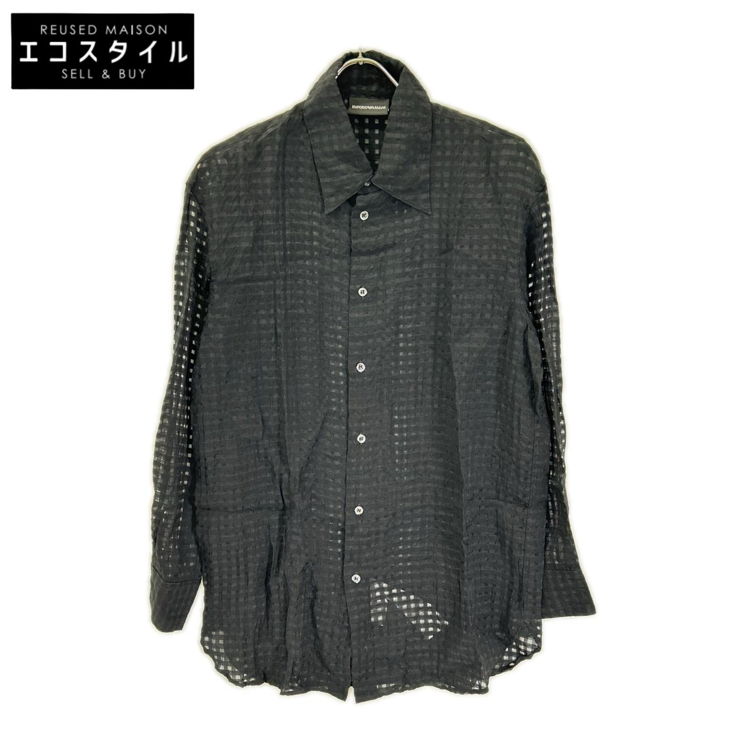 EMPORIOARMANI エンポリオアルマーニ E31F41F1356 ブラック ギンガムチェック シーアーシャツ トップス